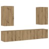 Meubles TV muraux 4 pcs chêne artisanal bois d'ingénierie 