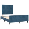 Cadre de lit sans matelas bleu foncé 120x190 cm velours 