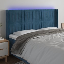 Tête de lit à LED Bleu foncé 163x16x118/128 cm Velours 