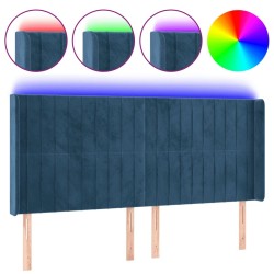 Tête de lit à LED Bleu foncé 163x16x118/128 cm Velours 