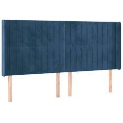 Tête de lit à LED Bleu foncé 163x16x118/128 cm Velours 