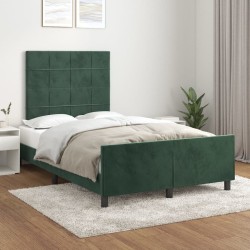 Cadre de lit sans matelas vert foncé 120x200 cm velours 