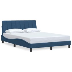 Cadre de lit sans matelas bleu 120x200 cm tissu 