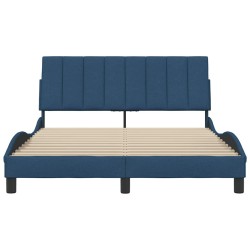 Cadre de lit sans matelas bleu 120x200 cm tissu 