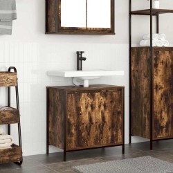 Meuble de salle de bain lavabo chêne fumé 60x34,5x60 cm 
