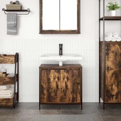 Meuble de salle de bain lavabo chêne fumé 60x34,5x60 cm 