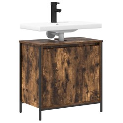 Meuble de salle de bain lavabo chêne fumé 60x34,5x60 cm 