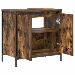 Meuble de salle de bain lavabo chêne fumé 60x34,5x60 cm 