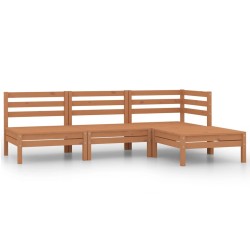 Salon de jardin 4 pcs Bois de pin massif Marron miel 