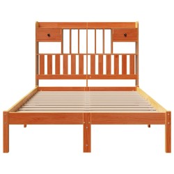 Lit bibliothèque sans matelas cire marron 120x200 cm pin massif 