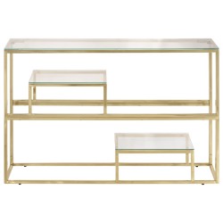 Table console doré acier inoxydable et verre trempé 