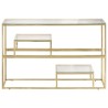 Table console doré acier inoxydable et verre trempé 