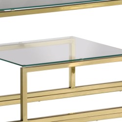 Table console doré acier inoxydable et verre trempé 
