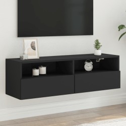 Meuble TV mural noir 100x30x30 cm bois d'ingénierie 