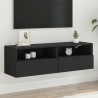 Meuble TV mural noir 100x30x30 cm bois d'ingénierie 