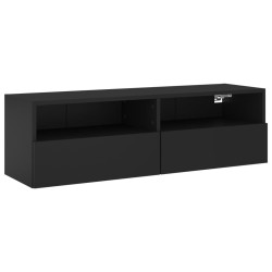 Meuble TV mural noir 100x30x30 cm bois d'ingénierie 