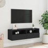 Meuble TV mural noir 100x30x30 cm bois d'ingénierie 