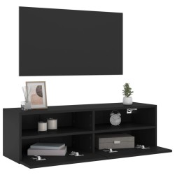 Meuble TV mural noir 100x30x30 cm bois d'ingénierie 