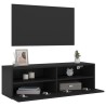 Meuble TV mural noir 100x30x30 cm bois d'ingénierie 