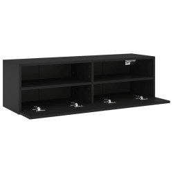 Meuble TV mural noir 100x30x30 cm bois d'ingénierie 