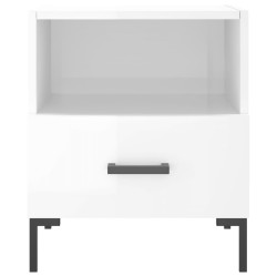 Table de chevet blanc brillant 40x35x47,5 cm bois d’ingénierie 