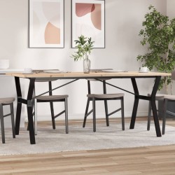 Table à manger cadre en Y 180x90x75,5 cm bois pin massif acier 