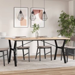 Table à manger cadre en Y 180x90x75,5 cm bois pin massif acier 