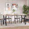 Table à manger cadre en Y 180x90x75,5 cm bois pin massif acier 