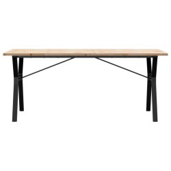 Table à manger cadre en Y 180x90x75,5 cm bois pin massif acier 