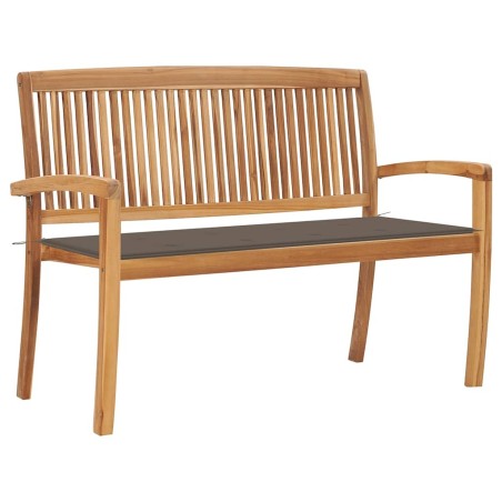 Banc de jardin empilable et coussin 128,5cm Bois de teck massif 