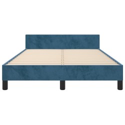 Cadre de lit sans matelas bleu foncé 120x200 cm velours 
