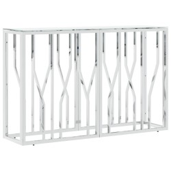 Table console argenté 110x30x70 cm acier inoxydable et verre 