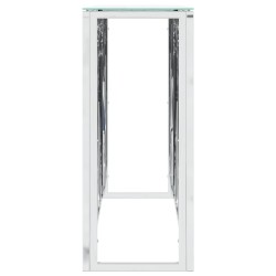 Table console argenté 110x30x70 cm acier inoxydable et verre 