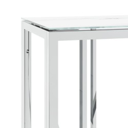 Table console argenté 110x30x70 cm acier inoxydable et verre 