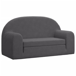 Canapé-lit pour enfants 2 places anthracite peluche douce 