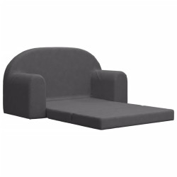 Canapé-lit pour enfants 2 places anthracite peluche douce 