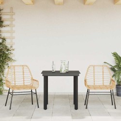 Ensemble à manger de jardin 3pcs marron résine tressée verre 
