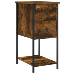 Table de chevet chêne fumé 32x42x70 cm bois d'ingénierie 