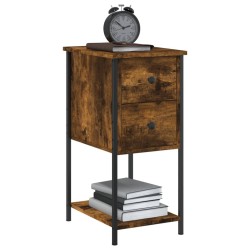 Table de chevet chêne fumé 32x42x70 cm bois d'ingénierie 