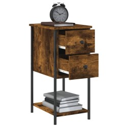 Table de chevet chêne fumé 32x42x70 cm bois d'ingénierie 
