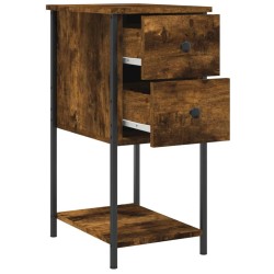 Table de chevet chêne fumé 32x42x70 cm bois d'ingénierie 