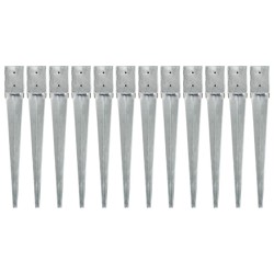 Piquets au sol 12 pcs Argenté 10x10x76 cm Acier galvanisé 