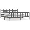 Cadre de lit avec tête de lit gris Super King Size bois massif 