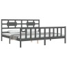 Cadre de lit avec tête de lit gris Super King Size bois massif 