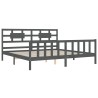 Cadre de lit avec tête de lit gris Super King Size bois massif 