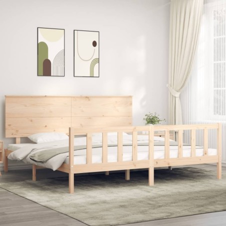 Cadre de lit sans matelas 200x200 cm bois massif de pin 