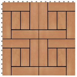 Carreau de terrasse 11 pcs WPC 30 x 30 cm 1 m² Couleur Teck 