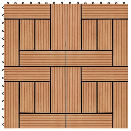 Carreau de terrasse 11 pcs WPC 30 x 30 cm 1 m² Couleur Teck 