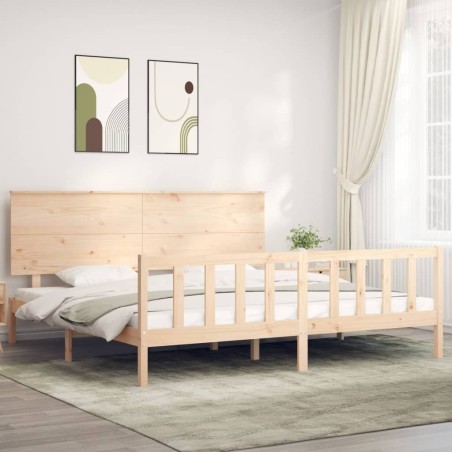 Cadre de lit sans matelas bois massif de pin 