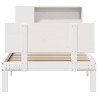 Lit bibliothèque sans matelas blanc 90x200cm bois de pin massif 